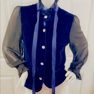 Lovely Blue Velvet Top